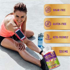 Mood Mingle Keto ACV Gummies label highlights gluten-free and keto-friendly branding.