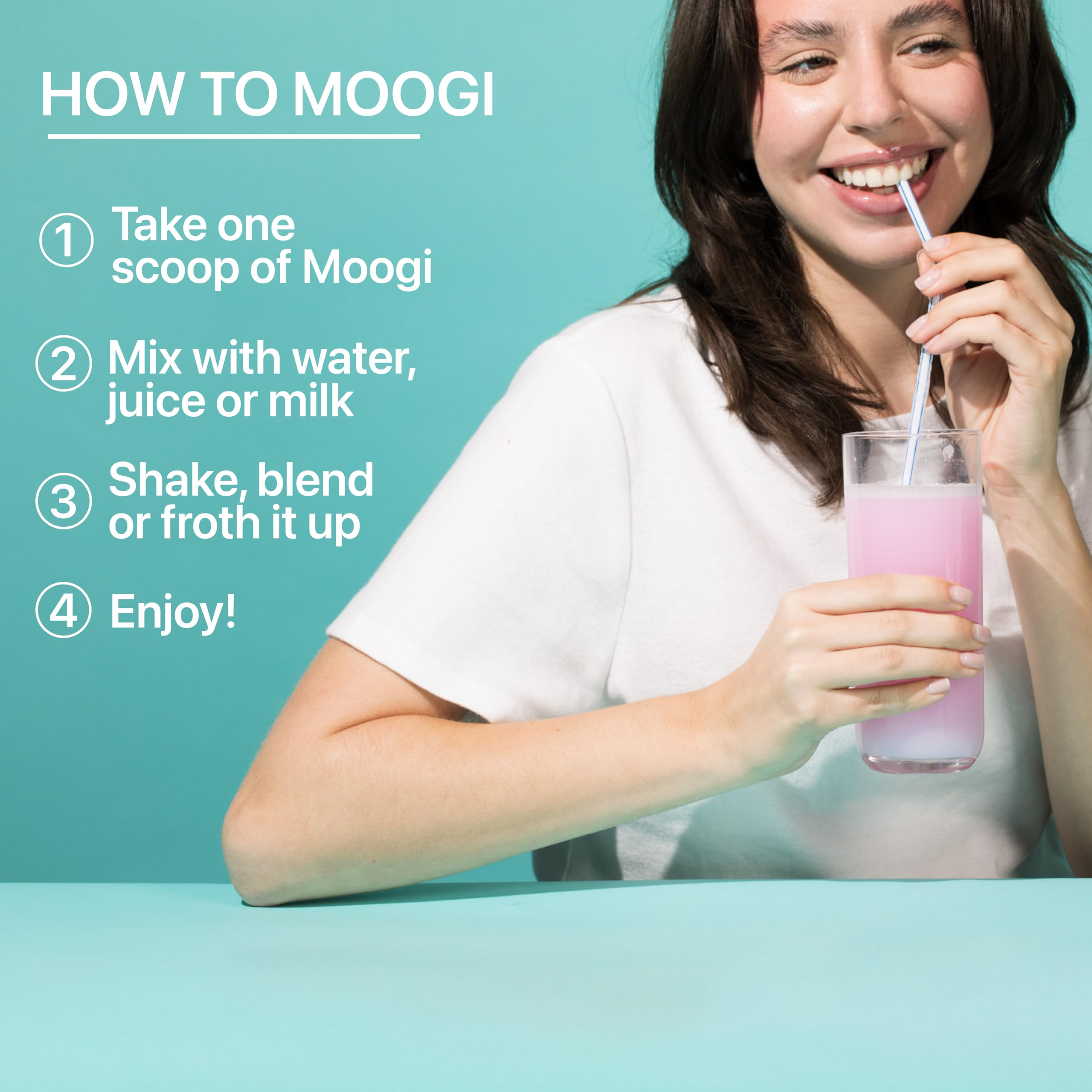 Moogi DE111 probiotic bottle showcasing microbiome support.