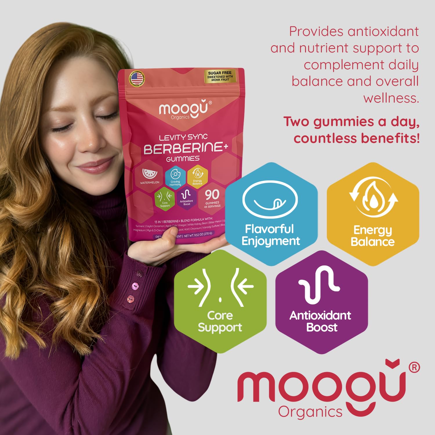 Gummies placed with fruit suggesting a refreshing vegan supplement