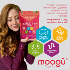 Gummies placed with fruit suggesting a refreshing vegan supplement