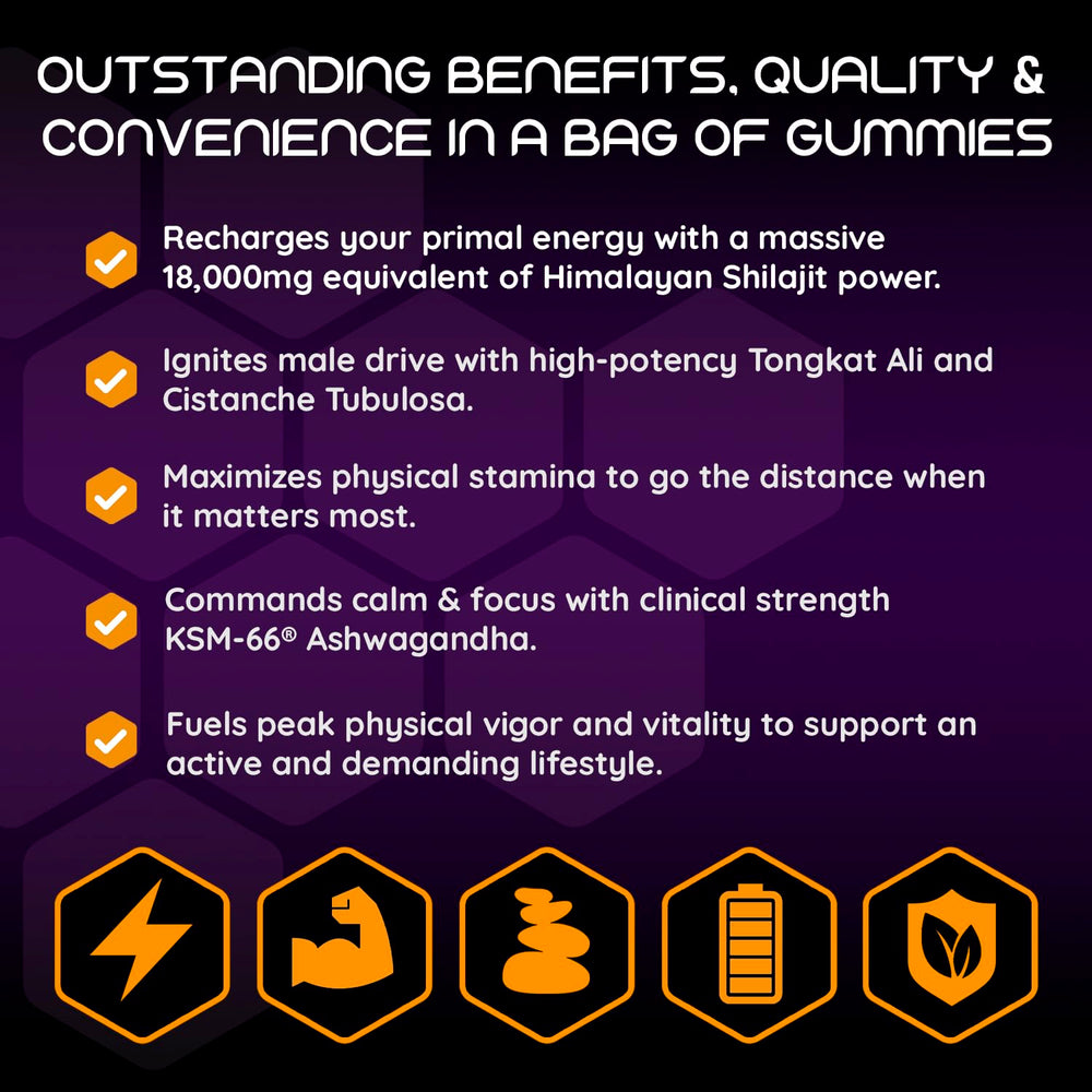 Moogu Organics Shilajit gummies jar open highlights convenient daily use for energy.
