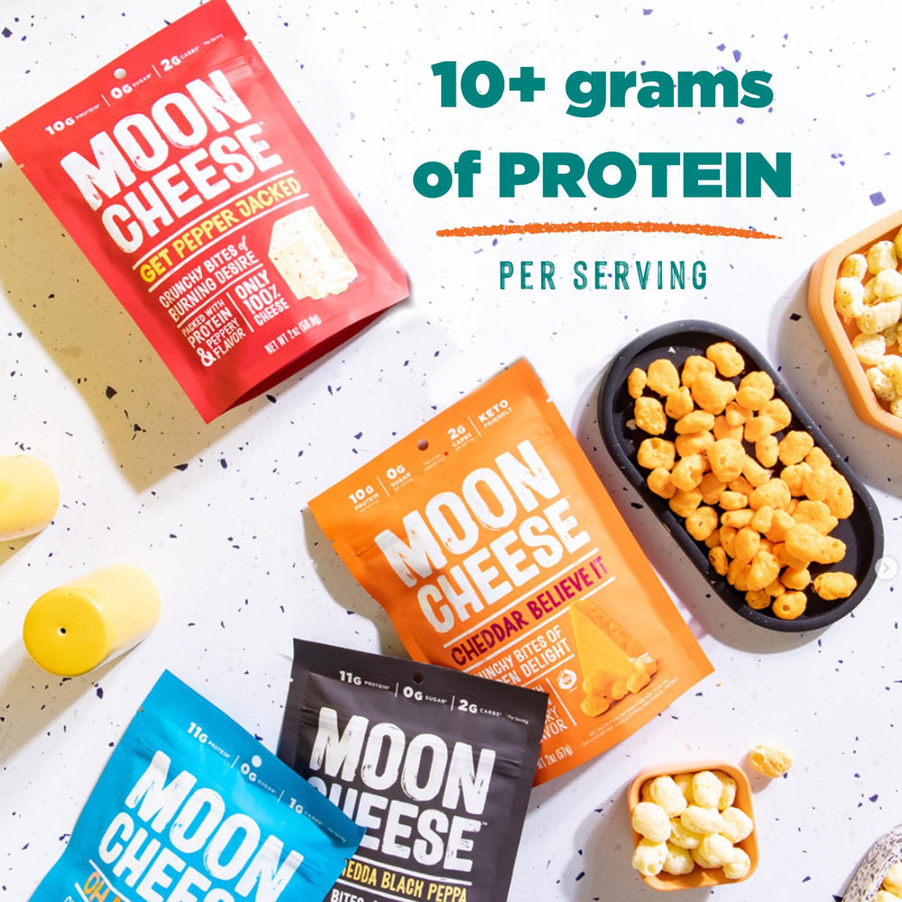 Moon Cheese Bites kitchen counter display encourages stocking up for snacks
