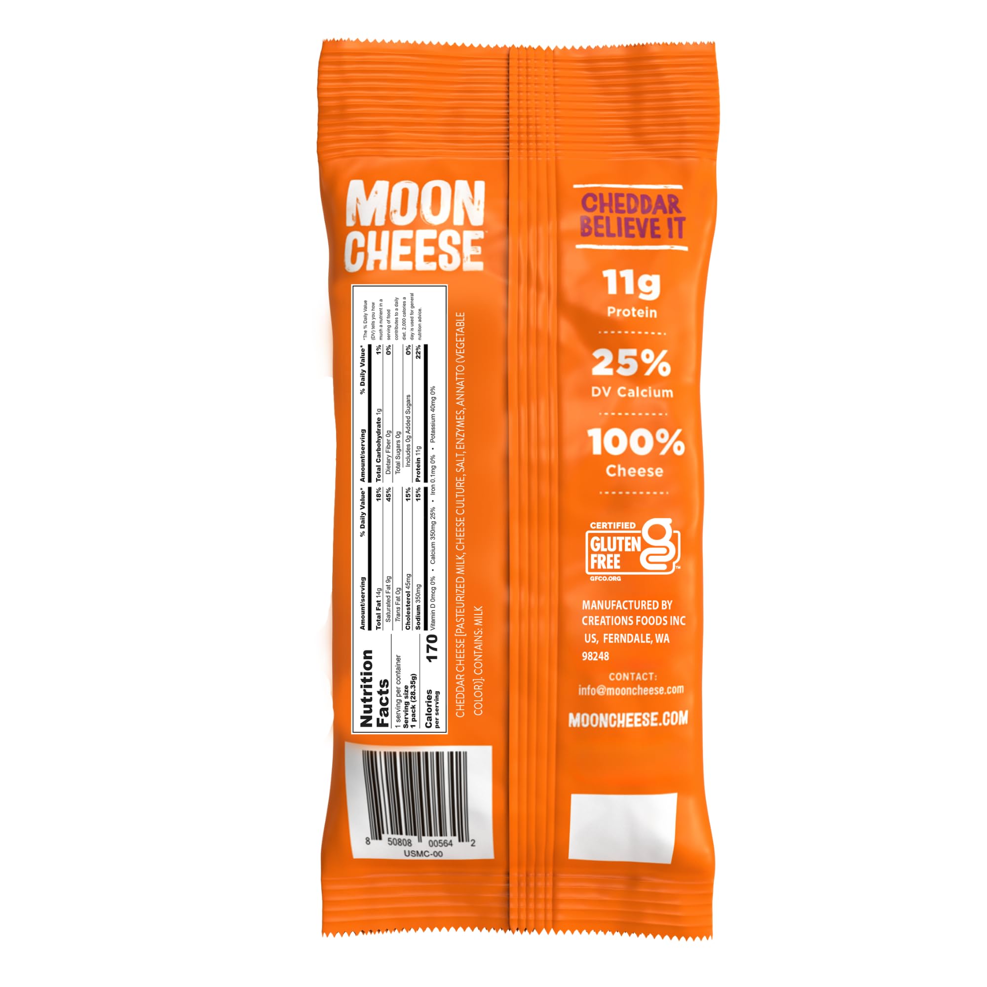 Moon Cheese Cheddar Believe It pantry stock ready for quick snacking moments.