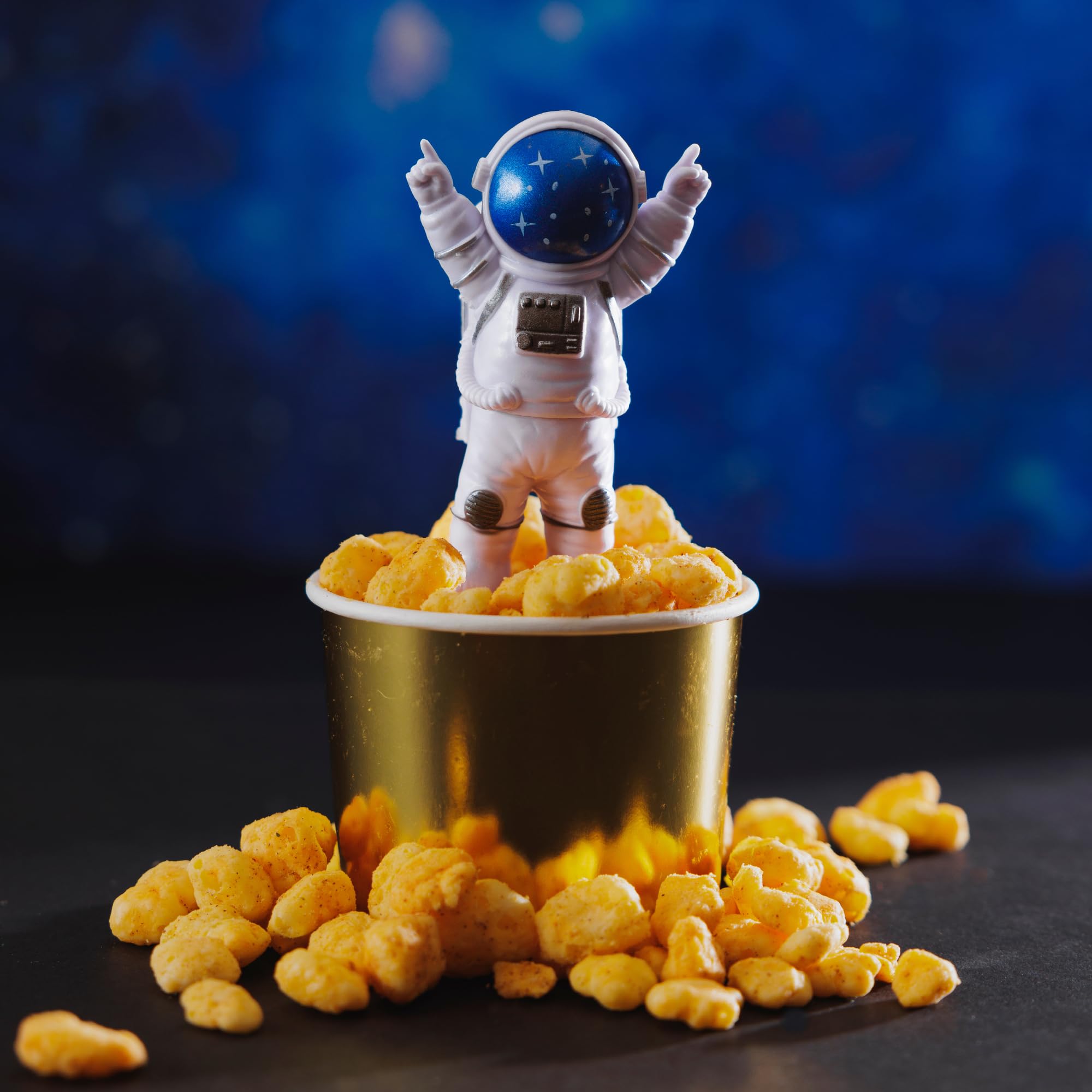 Moon Cheese Space Spice kitchen scene, keto-friendly crunch for lunch