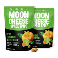 Moon Cheese Space Spice Spicy Lunar Lime chips close-up showing crisp texture and flavor