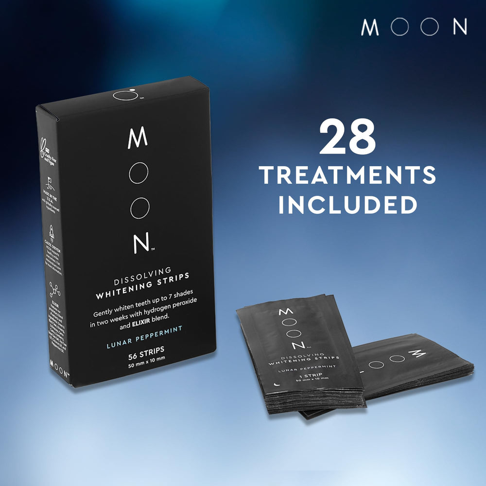 MOON dissolving strips dissolving action during use for quick whitening