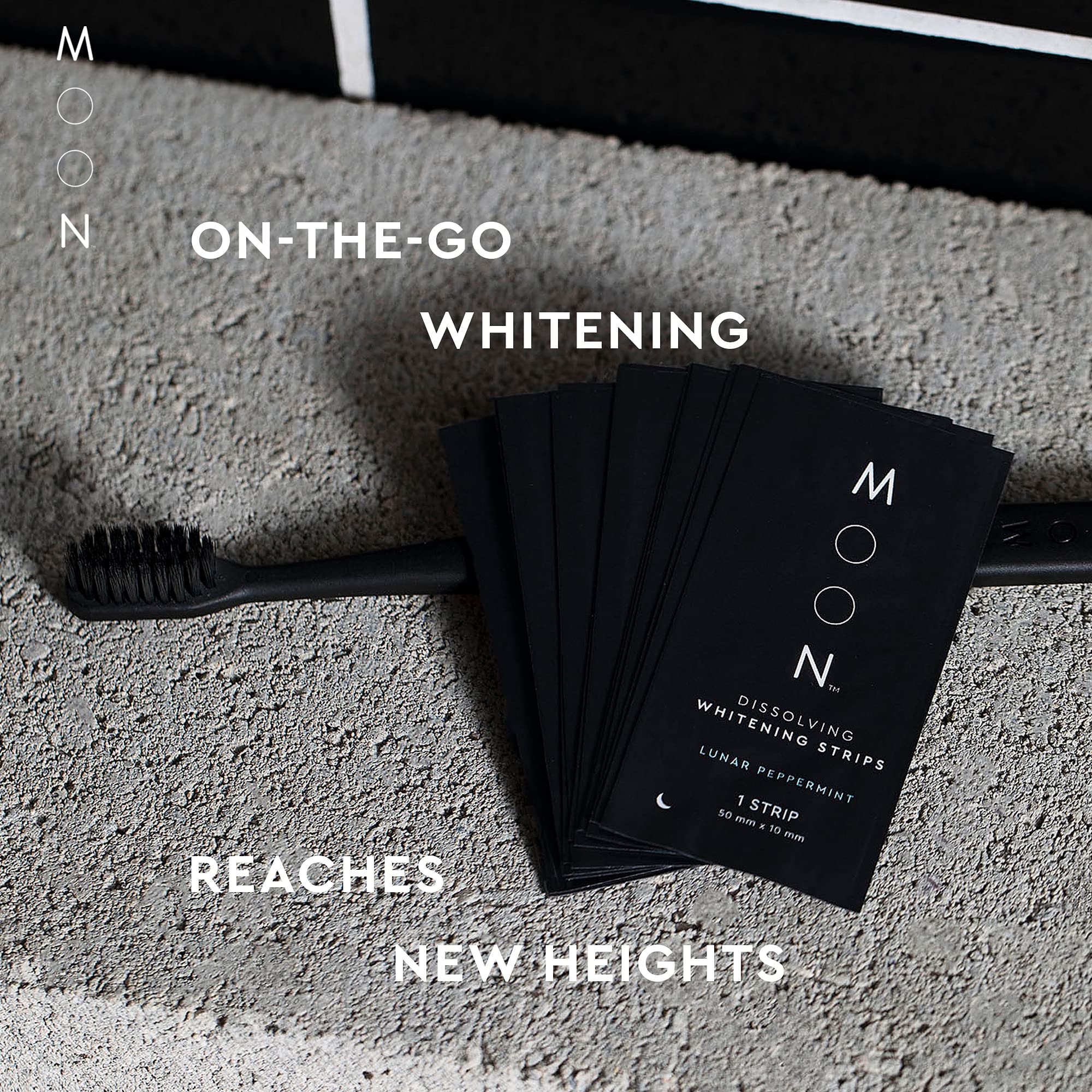MOON dissolving strips travel size, convenient on-the-go whitening