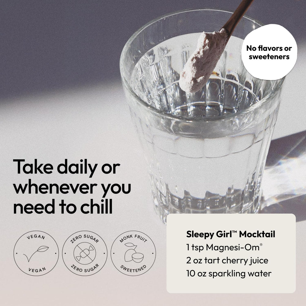 Moon Juice Magnesi-Om with Tart Cherry juice mocktail option for unwinding.