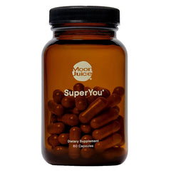 Moon Juice SuperYou bottle with capsules for daily stress support and focus.