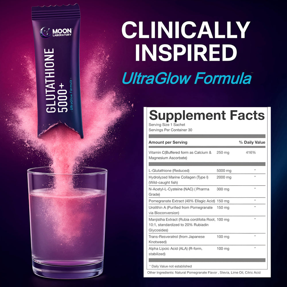 Moon Laboratory ultraglow formula with urolithin A and NAC for cellular renewal and liver-friendly support.