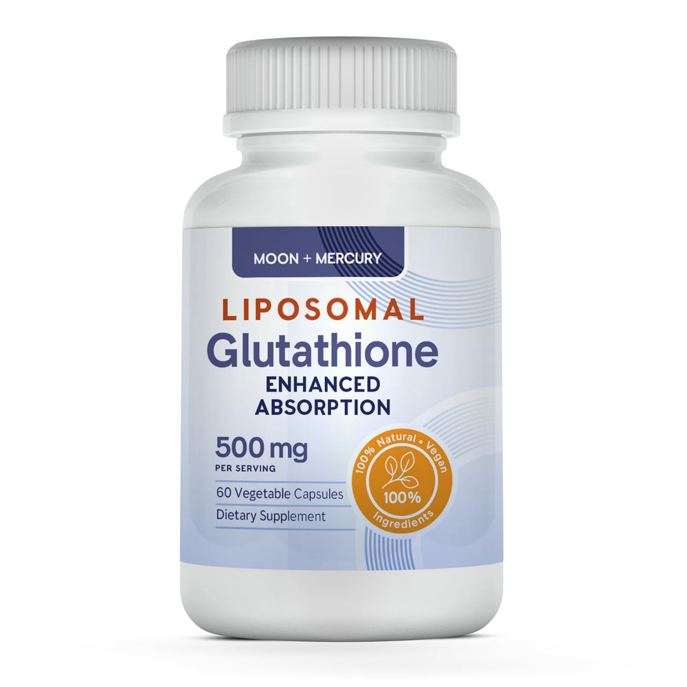 Moon + Mercury liposomal glutathione bottle for daily immune support