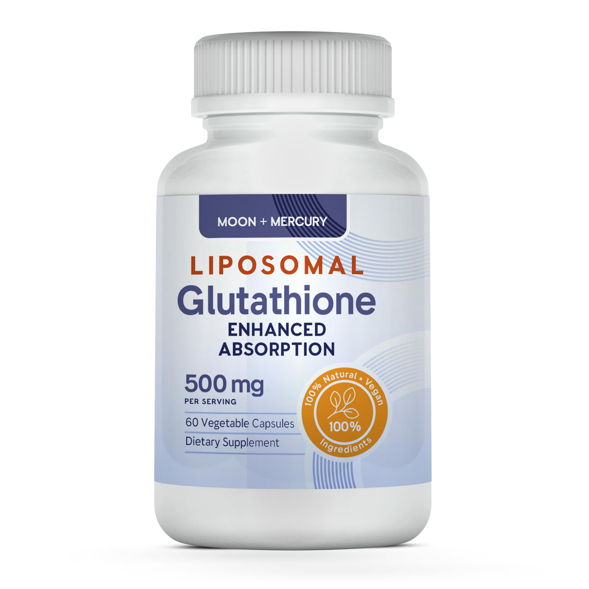 Moon + Mercury liposomal glutathione bottle for daily immune support