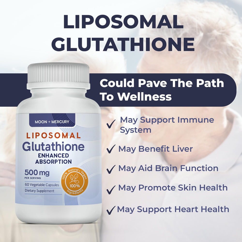 Moon + Mercury liposomal glutathione capsules ready for everyday energy and focus