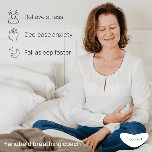 Moonbird breathing tool guiding breathing cues for relaxation.
