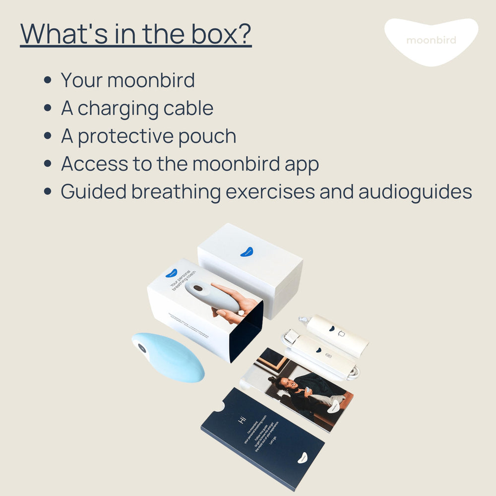 Moonbird breathing tool screen-free device for quick relief.