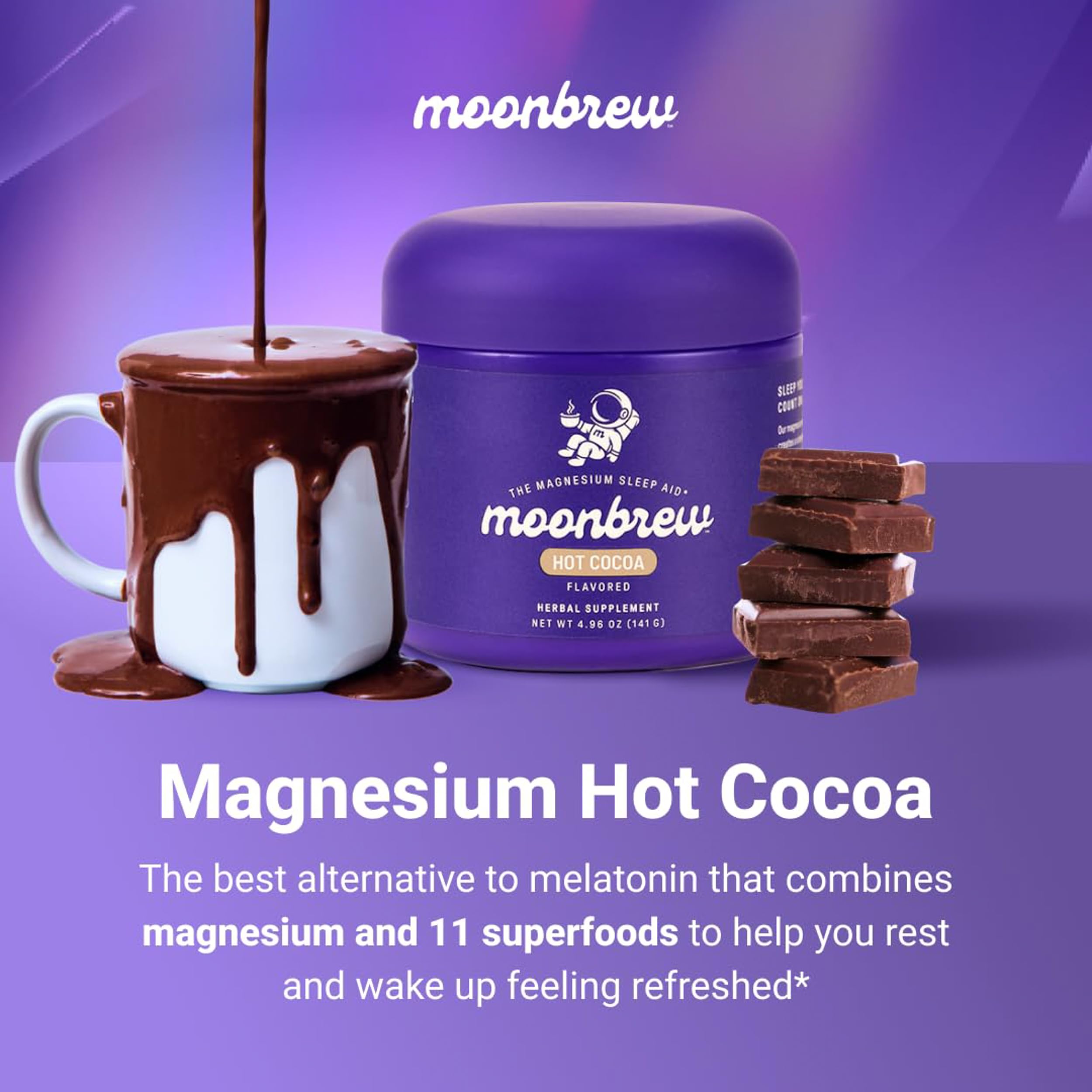 MoonBrew hot chocolate mug with prepared cocoa ready to enjoy.