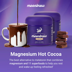 MoonBrew Nighttime chamomile and L-theanine ingredients highlighted for calm moments.