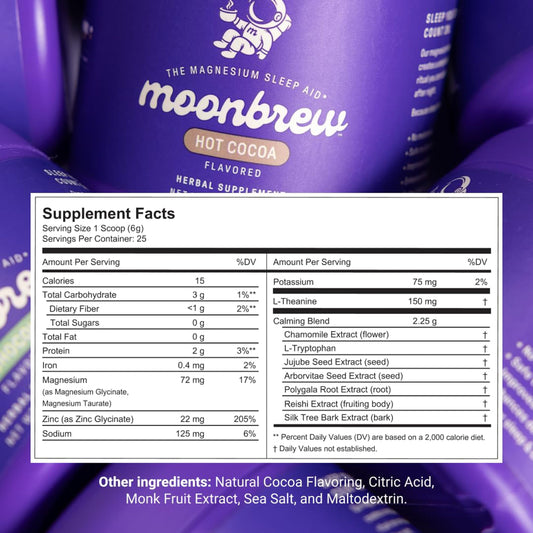 MoonBrew Nighttime Hot Cocoa scoop beside the jar for easy measuring.