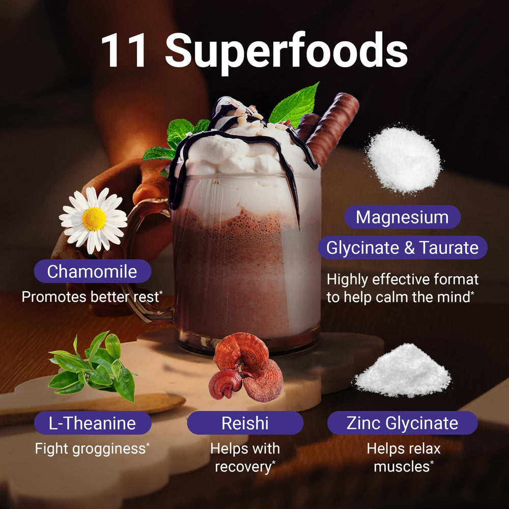 MoonBrew Nighttime ingredients include chamomile and L-theanine for relaxation.