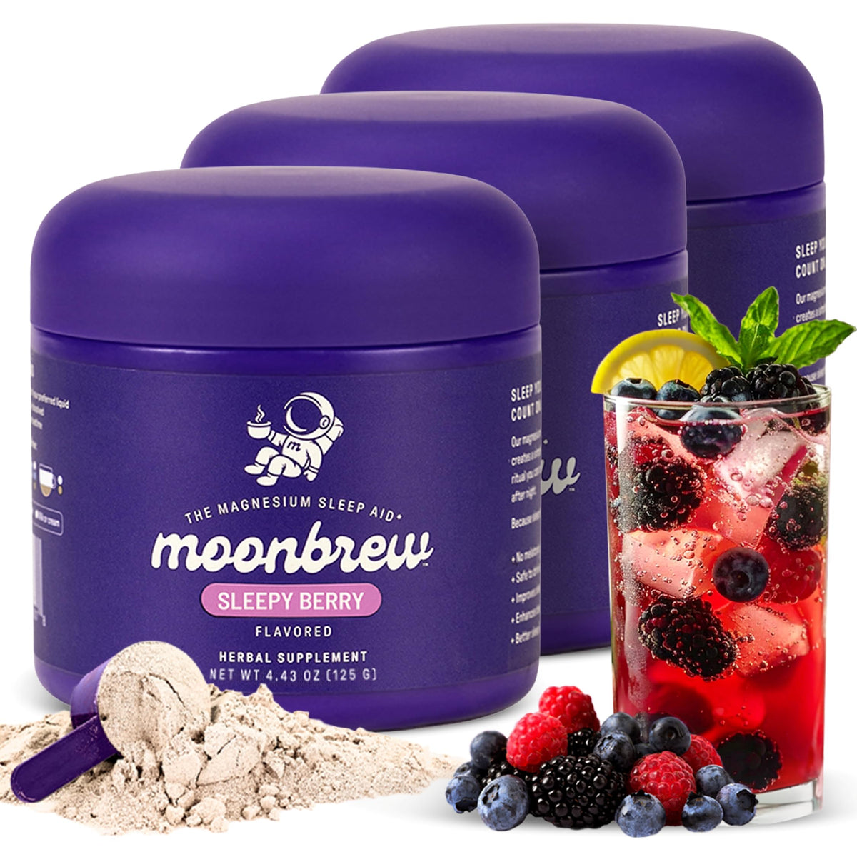 MoonBrew Sleepy Berry jar promotes a calming bedtime ritual.