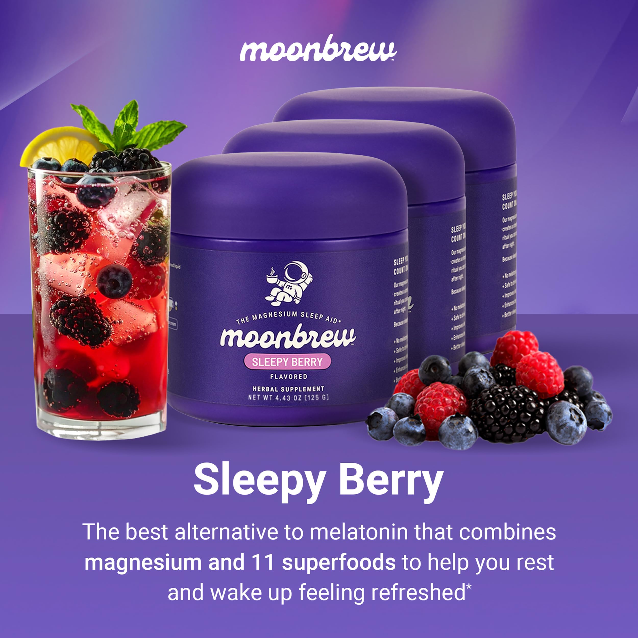 MoonBrew Sleepy Berry pour-ready cup for a soothing evening.
