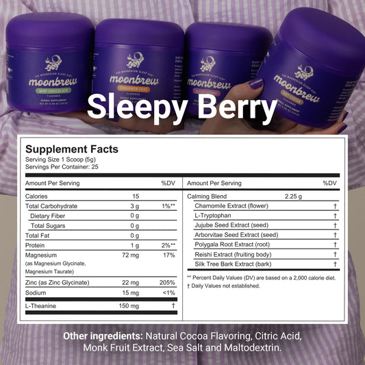 MoonBrew Sleepy Berry spoon-dip for easy bedtime scooping.