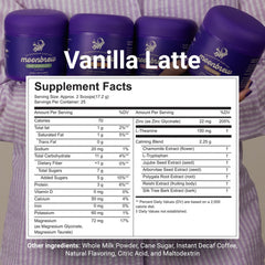 MoonBrew vanilla-latte-powder-scoop being stirred into milk for a soothing evening.