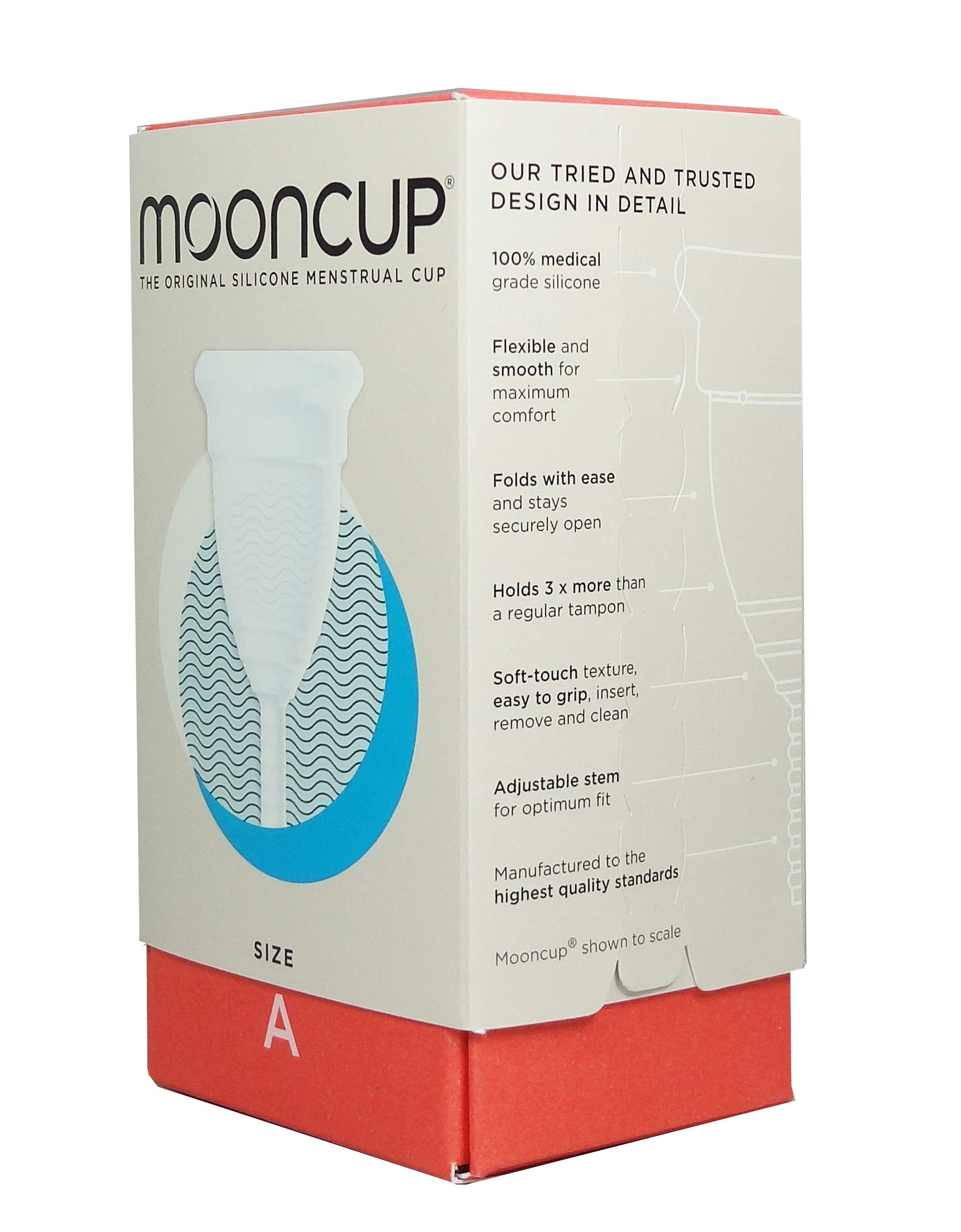 Mooncup soft silicone insert shows easy insertion and comfort.