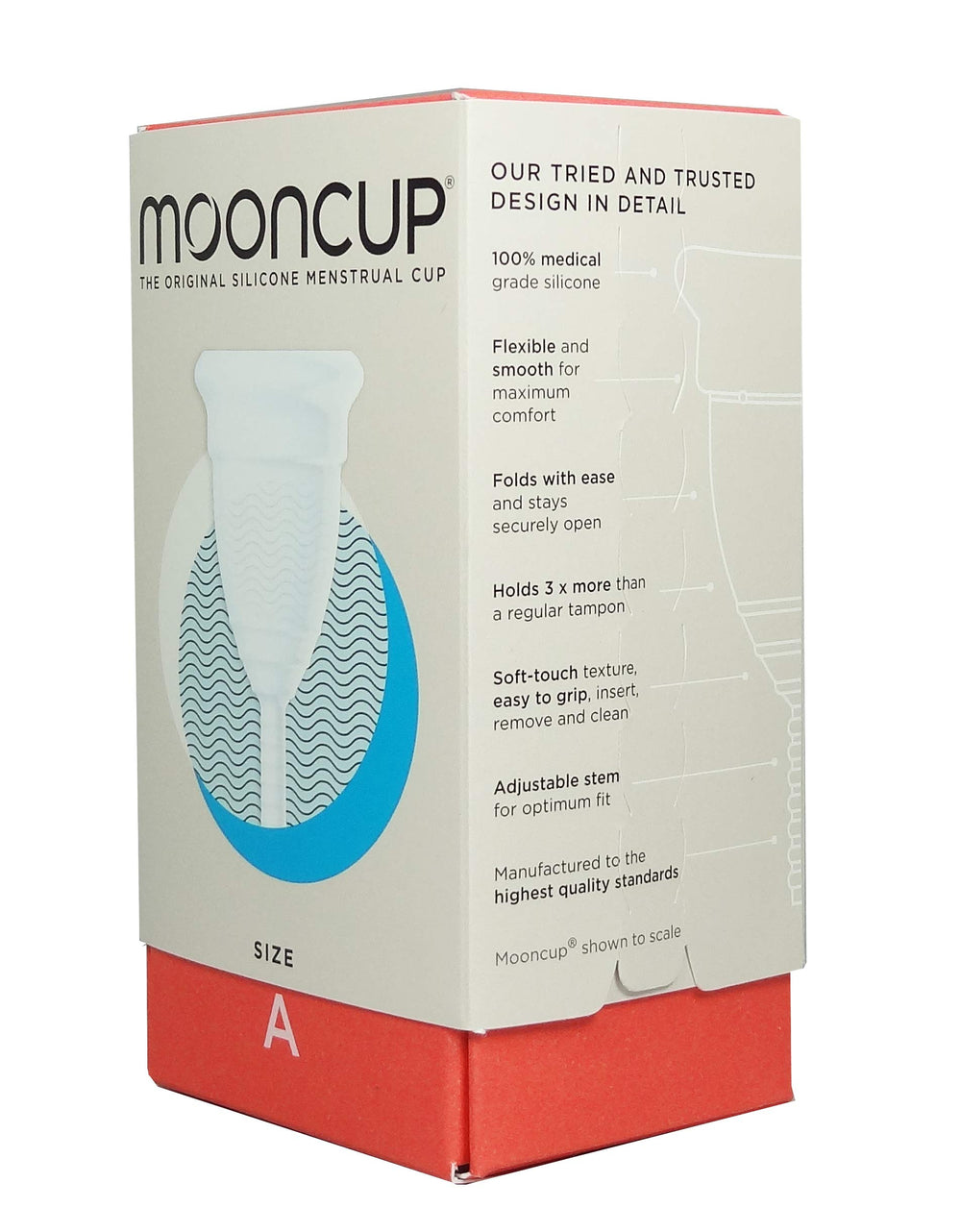 Mooncup soft silicone insert shows easy insertion and comfort.