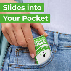 Moonies credit-card-size travel wipe pack for pocket hygiene.
