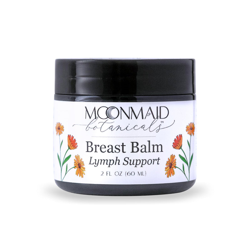 MoonMaid Breast Balm jar close-up showing natural blend for soothing breast massage