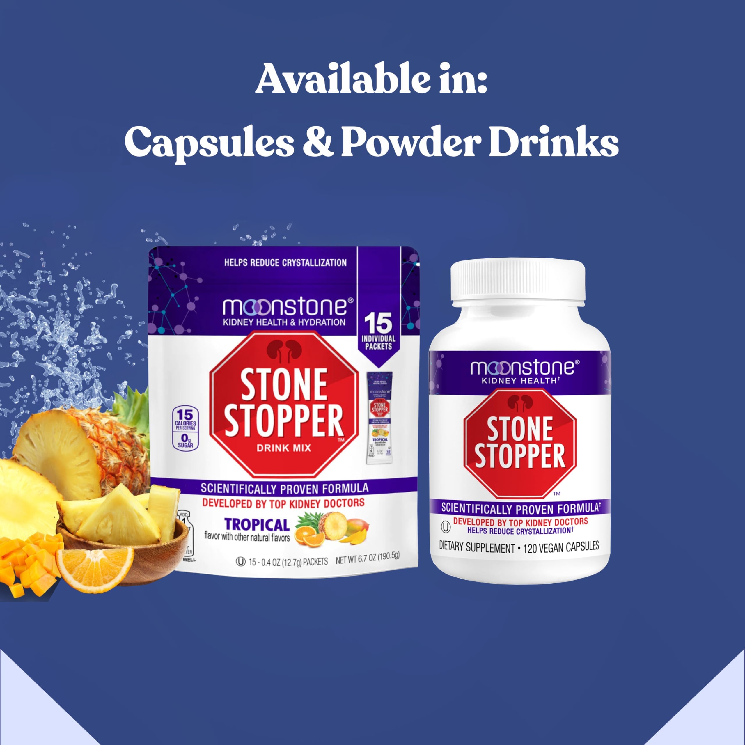 Moonstone Stone Stopper Drink Mix Cranberry Raspberry: refreshing flavor aids daily fluid intake.