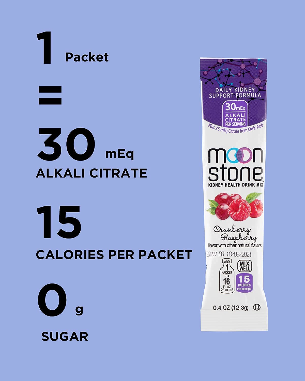 Glass with Moonstone Stone Stopper Drink Mix stirred into a refreshing drink