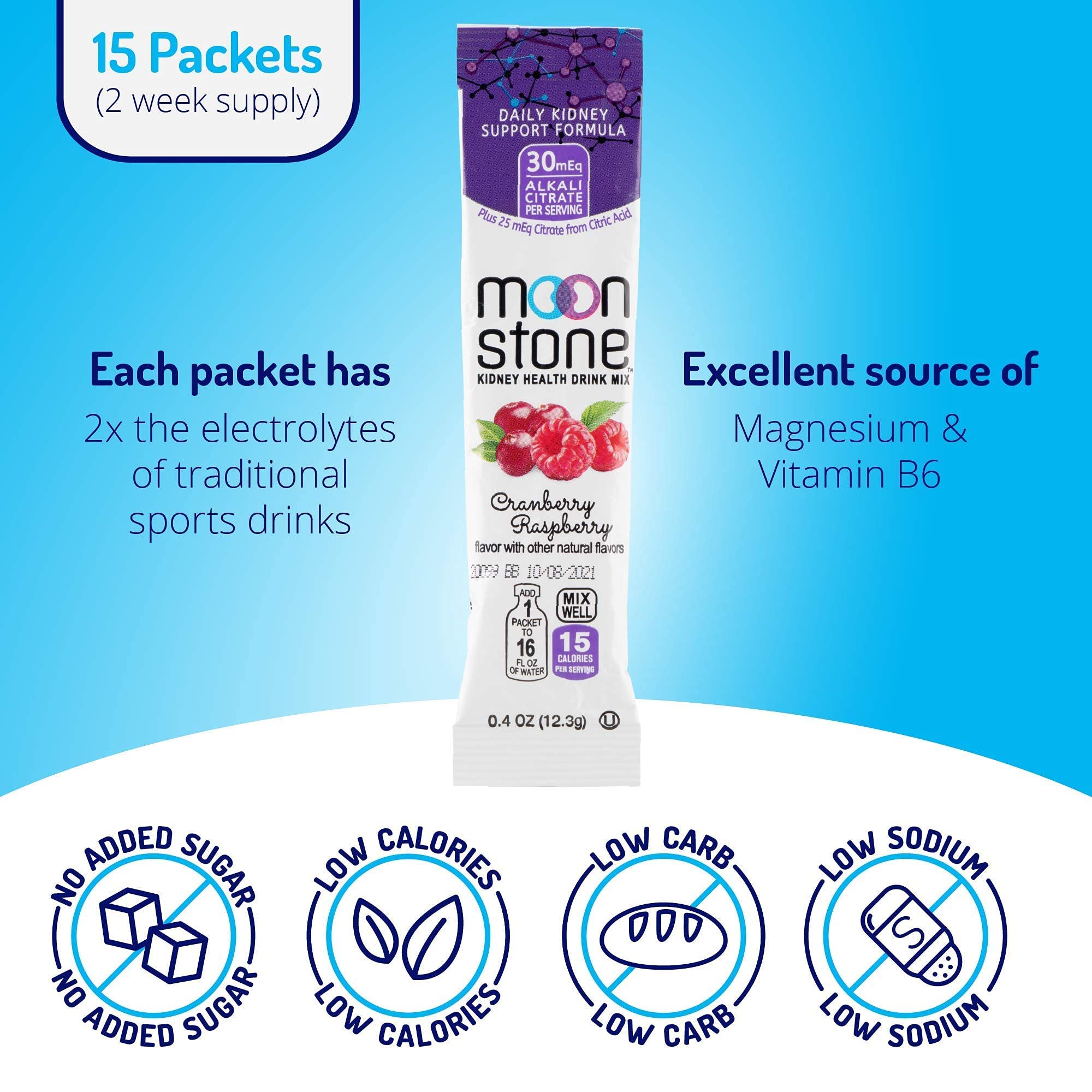 Moonstone Stone Stopper Drink Mix label close-up showing sugar-free formula