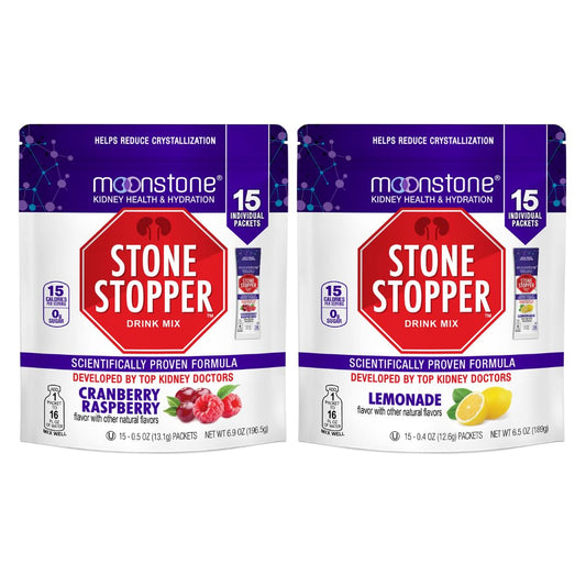Moonstone Stone Stopper drink mix being poured from a bottle for hydration support.