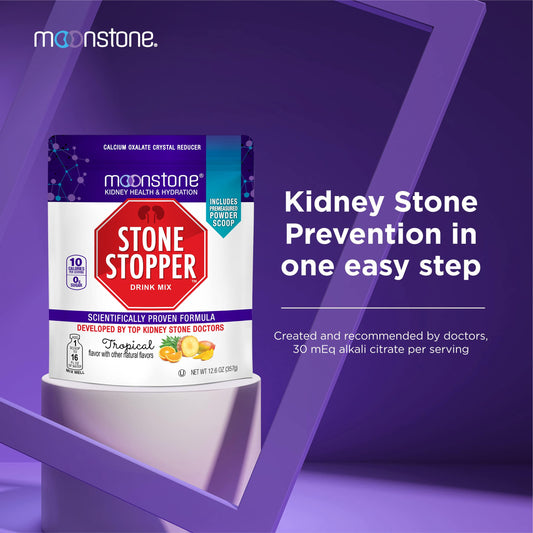 Moonstone Stone Stopper Drink Mix tropical packaging back view with ingredients overview