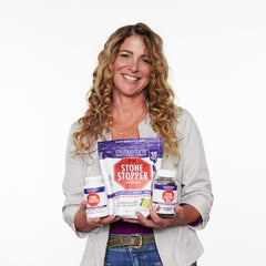 Moonstone Stone Stopper label close-up featuring alkali citrate messaging