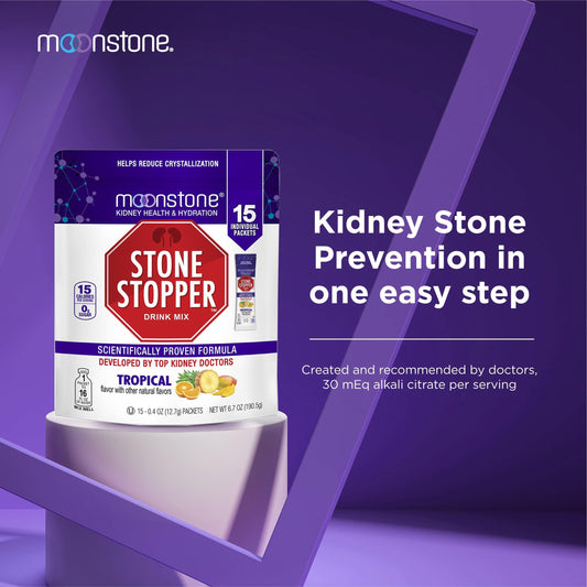 Moonstone Stone Stopper tropical drink mix being poured for easy hydration.