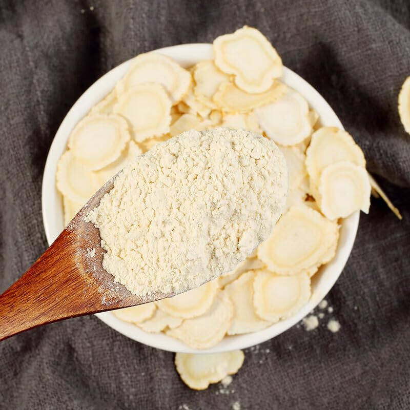 MOORCHOCO ginseng powder nutrition label close-up highlights non-GMO and gluten-free status.