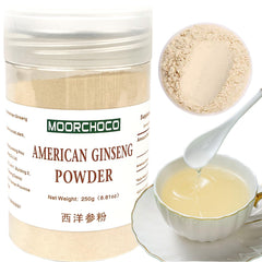 MOORCHOCO ginseng powder packaging highlights premium whole root extract for daily use.