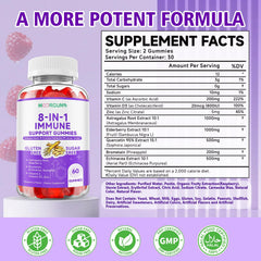 MOORGUMY immune support gummies bottle back reveals ingredient highlights