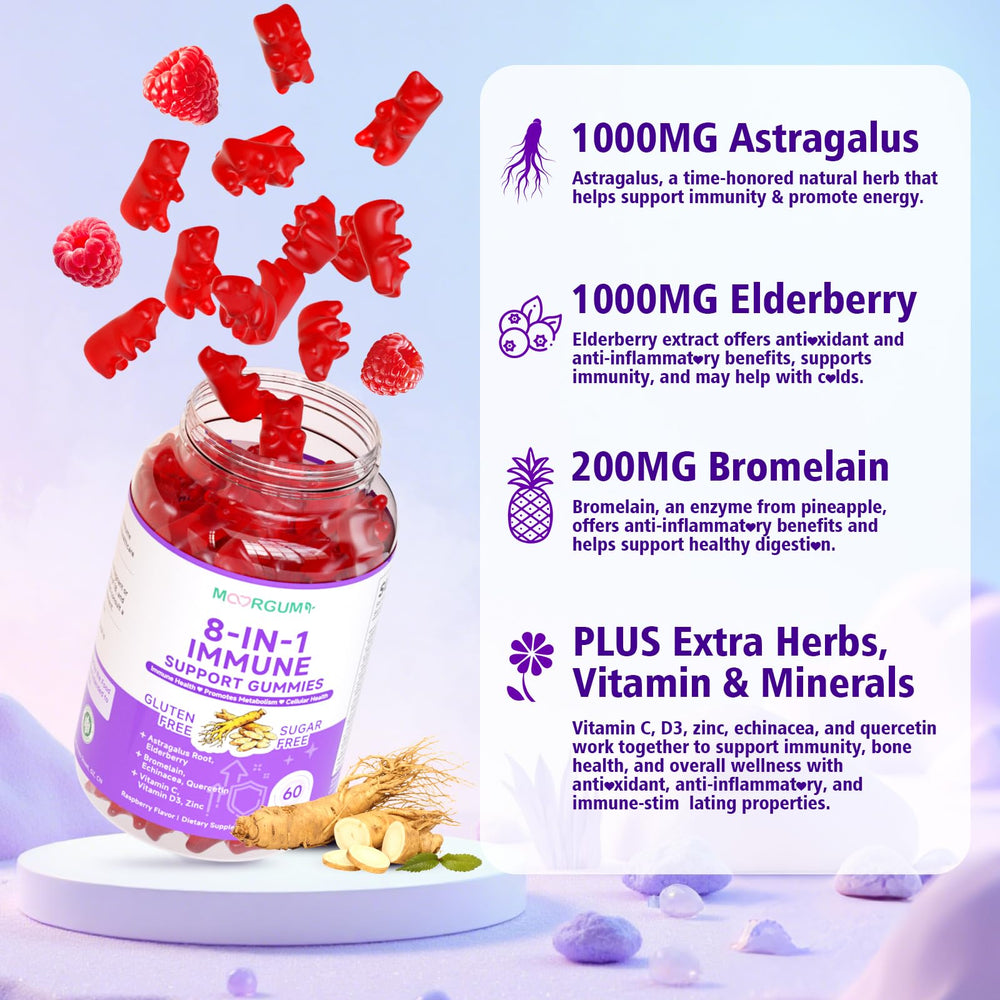 MOORGUMY raspberry-flavor gummies display for everyday use