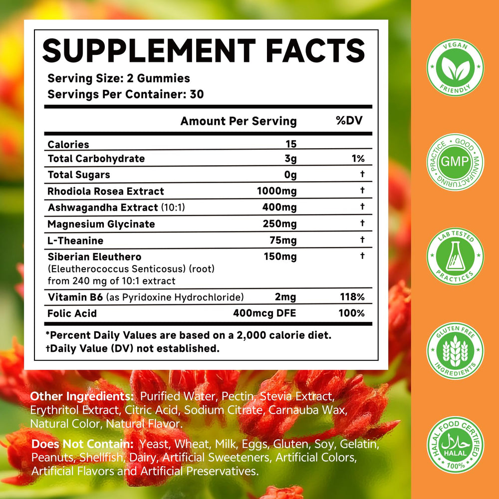 MOORGUMY Rhodiola gummies pour showing easy daily use.