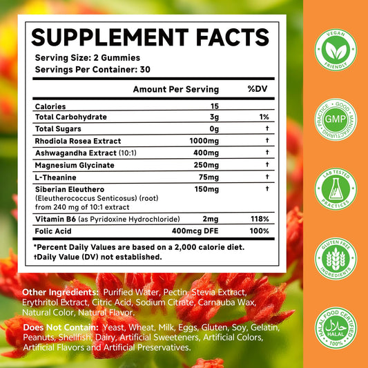MOORGUMY Rhodiola gummies pour showing easy daily use.