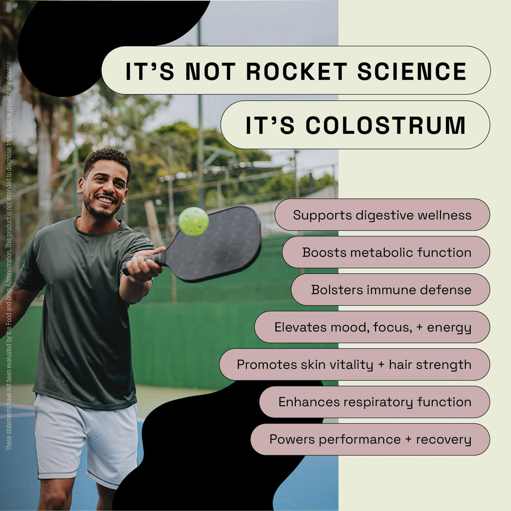MOOVE Colostrum Powder blended into smoothie for energy and recovery