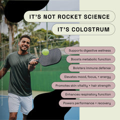 MOOVE Colostrum Powder blended into smoothie for energy and recovery