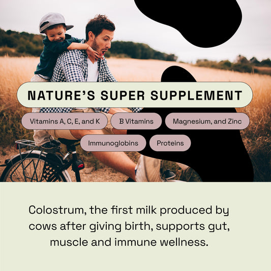 MOOVE vanilla bean colostrum powder tub labeled for 2-pack