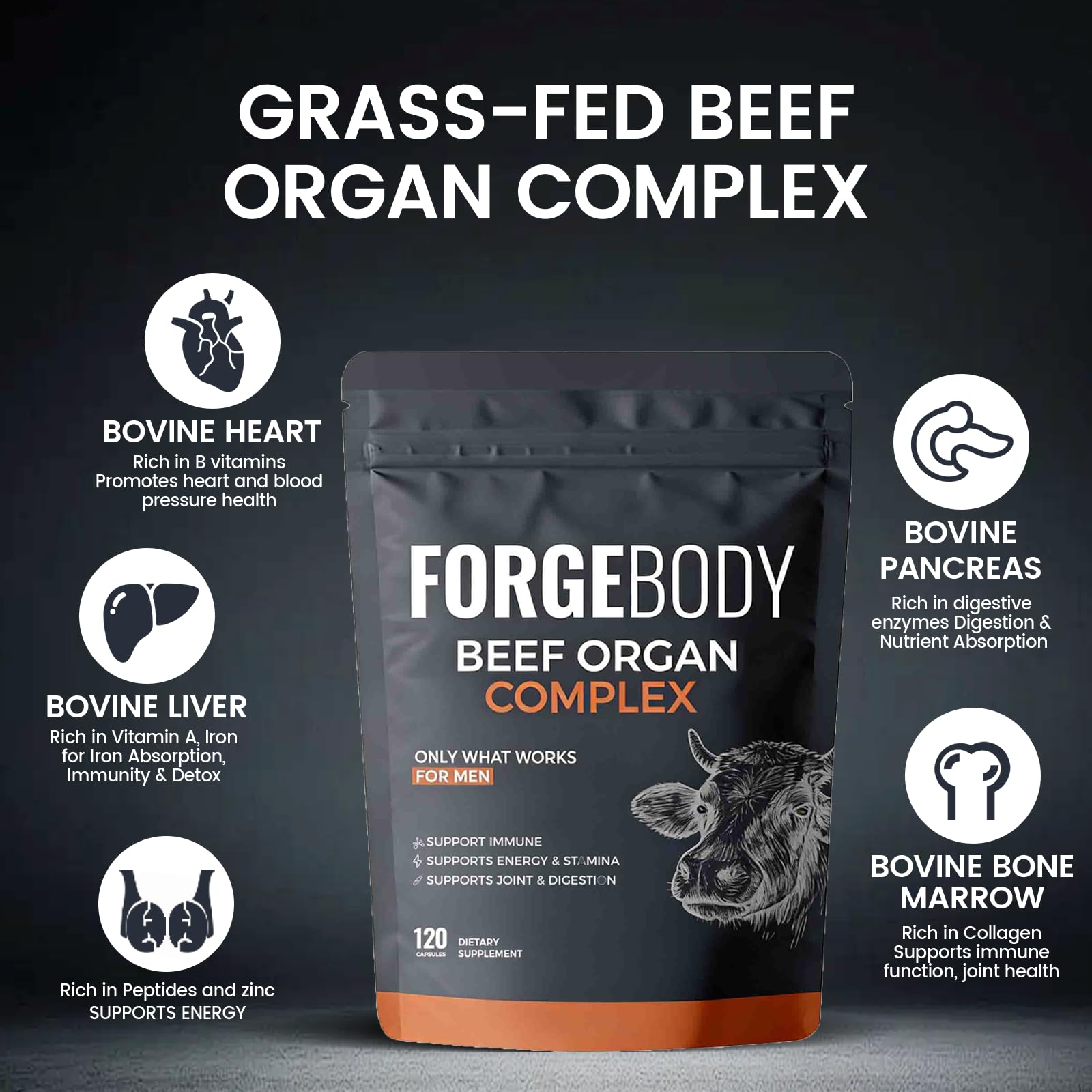 MORANDEE Forgebody label nutrition panel shown, key vitamins for overall health.