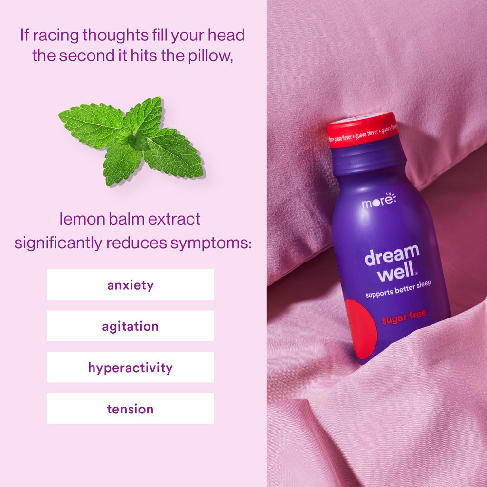 More Labs Dream Well ingredients glow highlights natural components for a calming, non-prescriptive unwind.