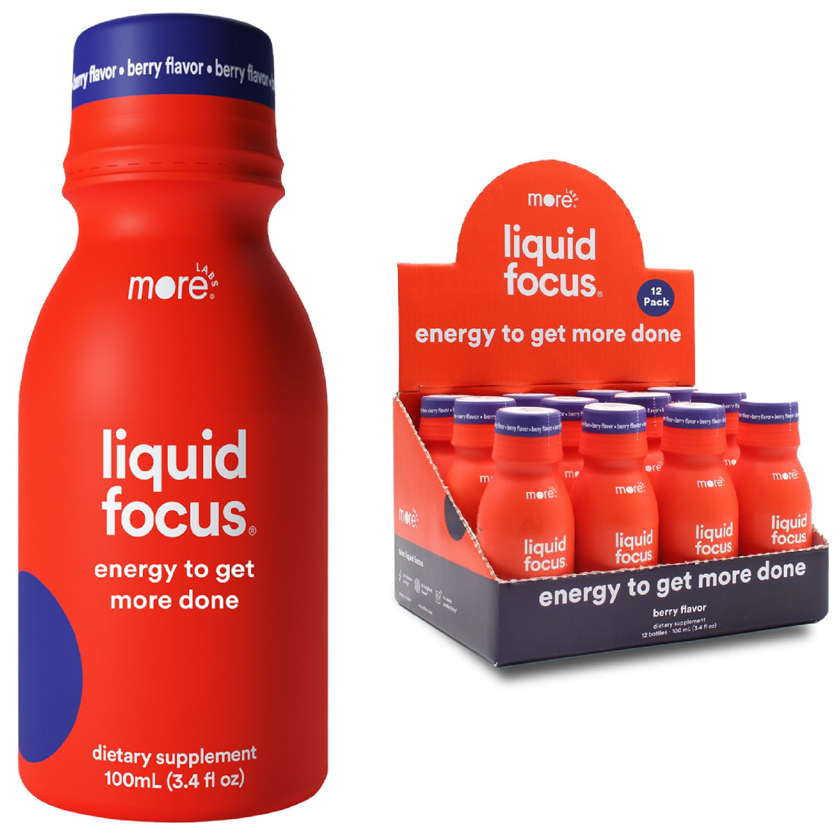More Labs Liquid Focus bottle front view for on-the-go energy and focus